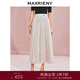 MAXRIENY【雅貴日常-商場同款】復古優(yōu)雅感壓褶高腰半身傘裙 黑白波點 M 02/36
