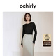 歐時(shí)力OCHIRLY 【桑蠶絲羊毛】早秋新內搭高級打底針織毛衣上衣女 黑色 L