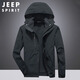 JEEP SPIRIT吉普沖鋒衣男外套秋冬季三合一可拆卸加厚防風(fēng)登山服 黑色 XL