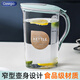 GEEGO冷水壺大容量夏季水杯飲用食品級涼水壺耐高溫帶刻度扎壺果汁飲料 青色：食品級冷水壺透明2100ml