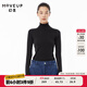 MOVEUP幻走2022冬季新款.FUN系列 羅紋高領(lǐng)保暖設(shè)計師短款毛衣女 黑色 S