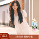 茵曼（INMAN）【苧麻】法式花邊女裝方領(lǐng)襯衫2025夏季新款短袖上衣 珍珠白 M
