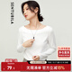尚都比拉春秋一字領(lǐng)上衣顯瘦長(cháng)袖t恤女寬松高級感內搭打底衫 云白 L 