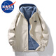 NASA MARVEL官方潮牌聯(lián)名男裝棉服男棉衣外套冬季新款連帽ins美式柔軟學(xué)生連 杏色 XL （110斤-140斤）