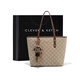 CLEVER & KETCH包包女包高級感女印花復古單肩包大容量托特包通勤大包生日禮物 卡其色