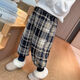 錦天豪客女童秋冬加絨格子褲新款兒童加厚保暖格子長(cháng)褲女孩一體絨外穿褲冬 黑色格子【一體絨】 130  碼