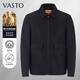 VASTO華斯度秋冬男裝羊毛翻領(lǐng)夾克抗皺免燙公務(wù)茄克外套爸爸裝 黑色22T081301 48