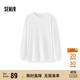 森馬（Semir）長袖T恤女中長款寬松發(fā)熱純色插肩袖2025冬抓毛開叉109725101002