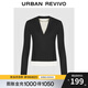 UR2025冬季新款女裝休閑撞色假兩件連帽修身T恤UYY450298 黑色 M