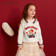 PawinPaw【新年系列】卡通小熊童裝秋冬女童紅色花邊毛衣 Ivory象牙色/39 140 cm