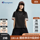 Champion冠軍短袖女2025春季新款拼接撞色美式復(fù)古風(fēng)T恤潮牌寬松 水墨黑 M