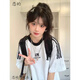 戀的100%純棉短袖T恤女夏季韓版寬松學(xué)生女生衣服夏天2024新款上衣潮 潮流白灰色 均碼（可備注碼數）