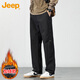 JEEP吉普休閑褲男春秋季寬松工裝褲子男士運動(dòng)直筒男褲 黑色加絨 2XL