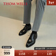 THOM WILLS皮鞋男三接頭商務(wù)正裝鞋冬季固特異手工真皮牛津鞋 黑色B075 42 /8碼