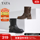 他她（TATA）復古棕色西部靴女靴加絨馬丁靴機車(chē)靴牛仔短靴秋GJC01DZ4 黑色（單里） 36
