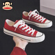 大嘴猴（paul frank）帆布鞋男生韓版板鞋經(jīng)典情侶款日系休閑鞋透氣小白鞋平底女鞋 紅色 40