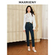 MAXRIENY精致復(fù)古水洗色牛仔褲鉛筆褲高腰修身褲子女 深牛仔藍(lán) M 02/36