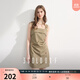 三彩獨(dú)醒2025夏季新款無袖方領(lǐng)吊帶連衣裙修身收腰A字短裙F 灰褐色 S 155/80A