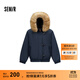 森馬（Semir）羽絨服女冬季可脫卸毛領(lǐng)牛角扣寬松80絨子2025新款學(xué)院風(fēng)外套 暮藍（灰鴨絨）81003 M