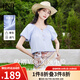 歐莎（OSA）【波西米亞襯衫】法式鏤空V領(lǐng)雪紡衫夏季新款薄款氣質(zhì)上衣 藍(lán)色 S