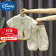 迪士尼寶寶兒童漢服男童夏款古風(fēng)儒雅少爺服套裝寶寶唐裝夏季小男孩國風(fēng)短袖 米黃色 90 建議80-90cm1歲-1歲半