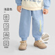 歐孕（OUYUN）男童衛(wèi)衣春秋新款兒童上衣秋裝寶寶衣服女童中小 淺藍色【加絨】 100碼【建議身高96cm-105cm】
