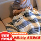 優(yōu)悅居球球線蓋毯diy解悶手工毯子織毛毯毛線團球粗毛線編織坐墊材料包 乳白+淺灰50*50cm織針+4團