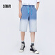 森馬森馬牛仔褲男個(gè)性漸變設計夏季新款男生松緊腰寬松七分褲子潮 牛仔藍8300 165/70A/S