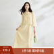 茵曼新中式國風(fēng)氣質(zhì)兩件套裝女2025夏季提花立領(lǐng)襯衫吊帶連衣裙 淡黃色 M