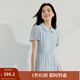 茵曼（INMAN）【苧麻】法式娃娃領(lǐng)連衣裙女裝2025夏季新品泡泡袖裙子 淺藍色 S