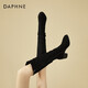 達芙妮（DAPHNE）馬丁靴厚底粗跟2025秋冬季新款側拉鏈小個(gè)子增高長(cháng)筒靴顯瘦女靴子 黑色 37