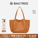 BAGTREE李思思同款包包樹(shù)晚楓包輕奢植鞣皮大容量托特包通勤單肩電腦女包 橡果色-中號 可裝14寸電腦 高級小眾
