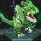 哲高夜光恐龍中國積木霸王龍男孩子智力小顆粒拼插拼裝玩具2023年新款 夜光雙脊龍
