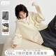 對白復古設計感翻領(lǐng)毛衣開(kāi)衫女2025秋季新款雙拉鏈慵懶針織衫外套 奶油米 S