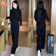 德莉婭小個(gè)子時(shí)尚西裝套裝女裝短款2025春季新款職業(yè)氣質(zhì)西服外套兩件套 黑色套裝 M 建議85-100斤