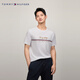 Tommy Hilfiger【拼色刺繡】春夏男裝純棉休閑通勤內搭打底衫短袖T恤上衣 白色YAF L （推薦：150-165斤）