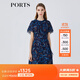 PORTS寶姿春夏新品女裝短袖長(cháng)連衣裙 丈青印花 XS (2)