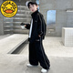 G.DUCKKIDS兒童裝男童春秋季洋氣外套套裝2025新款中大童男孩運動(dòng)帥氣兩件套 黑色套裝 150 cm