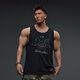 無(wú)畏東方無(wú)雙健身運動(dòng)背心無(wú)袖T恤男工字破洞印花涼感透氣訓練服 黑色 XL