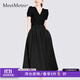 MeetMetro瑪依爾2025夏新款時(shí)尚黑色赫本風(fēng)收腰法式連衣裙女 黑色【現貨閃電發(fā)】 M