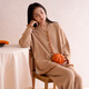 朵朵·可可秋冬季新款保暖親膚半邊絨簡(jiǎn)約女長(zhǎng)袖家居服睡衣套裝 卡其 L (165)