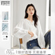 對白法式皺感系帶V領(lǐng)長(cháng)袖白襯衫女2025秋新款別致輕薄泡泡袖上衣 本白色 M