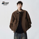 大力水手美式棕色飛行夾克男春秋季格紋棒球服高街復款外套 DJ14咖啡L