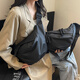 慕昂包包通勤大包女2024新款時尚大容量軟皮單肩包休閑餃子包斜挎背包 黑色 大號