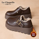 拉夏貝爾（La Chapelle）女鞋棉鞋厚底冬季加絨百搭加厚保暖棉鞋女5087 棕色 35