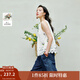 茵曼甜美刺繡蕾絲拼接露肩掛脖背心2025夏季女裝新款寬松無(wú)袖上衣 白底印花 S
