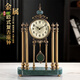 漢時（Hense）經(jīng)典歐式復(fù)古金屬座鐘客廳裝飾臺鐘輕奢桌面創(chuàng)意石英鐘表HD6912 冰綠紋+大理石底座（大號）