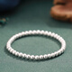 玖長(cháng)時(shí)9999純銀古法傳承銀手鏈女士款簡(jiǎn)約圓珠鏈手串生日禮物 直徑5mm 手圍16cm