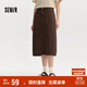 森馬（Semir）森柔牛仔|牛仔半身裙女開(kāi)叉長(cháng)裙顯腿長(cháng)秋鹽系直筒裙103524120003