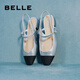 百麗（Belle）小香風(fēng)包頭涼鞋女商場(chǎng)同款舒適氣質(zhì)涼鞋BXK30BH4 銀色 37 (235mm)